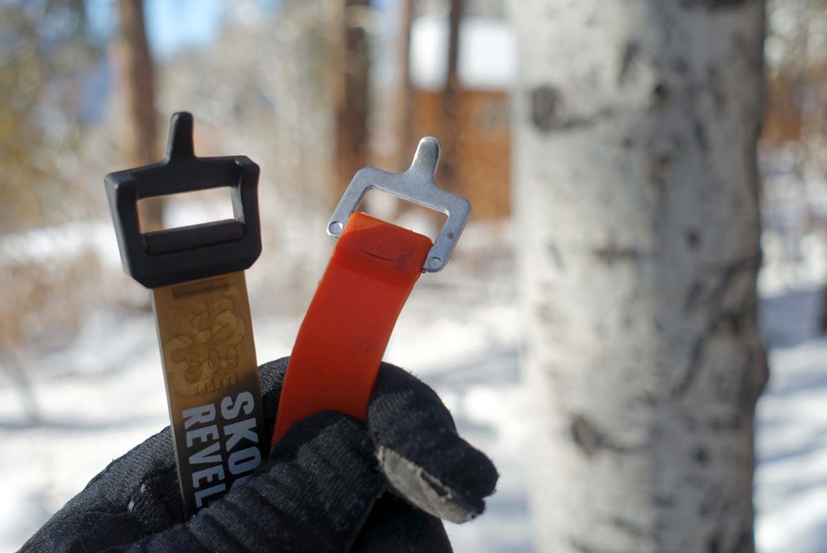Metal and nylon ski straps